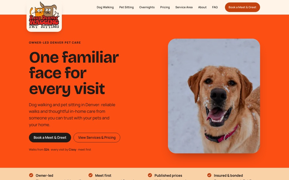Keep Denver Wagging home page: One familiar face for every visit